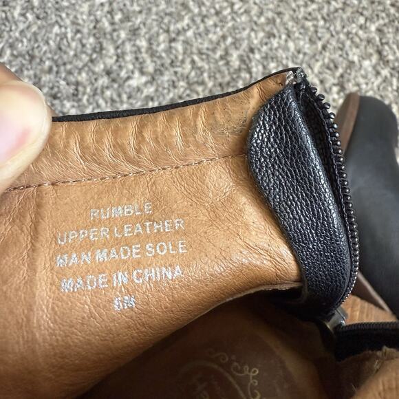 Jeffrey Campbell Rumble Ankle Boots 6 M Black Leather Stacked Block Heels Zip - Picture 7 of 8